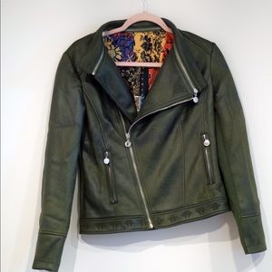 Desigual slim green biker jacket size 38